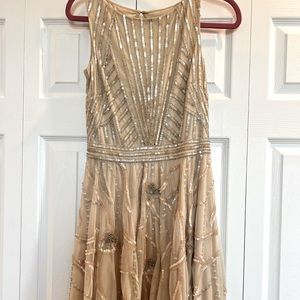 Aidan mattox sequin champagne dress